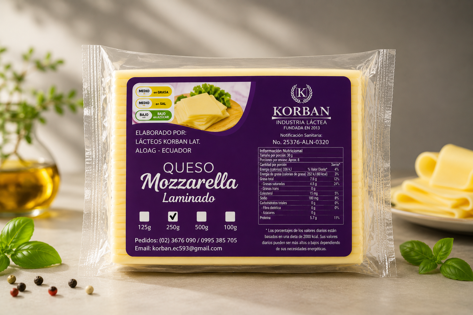 LAMINADO MOZZARELLA 250G