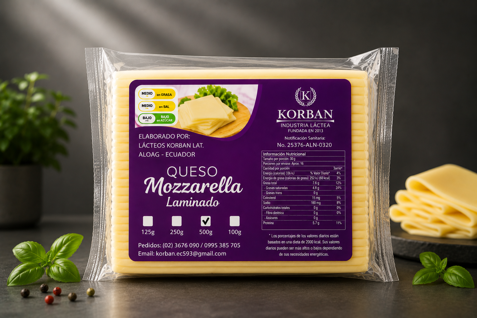LAMINADO MOZZARELLA 500G