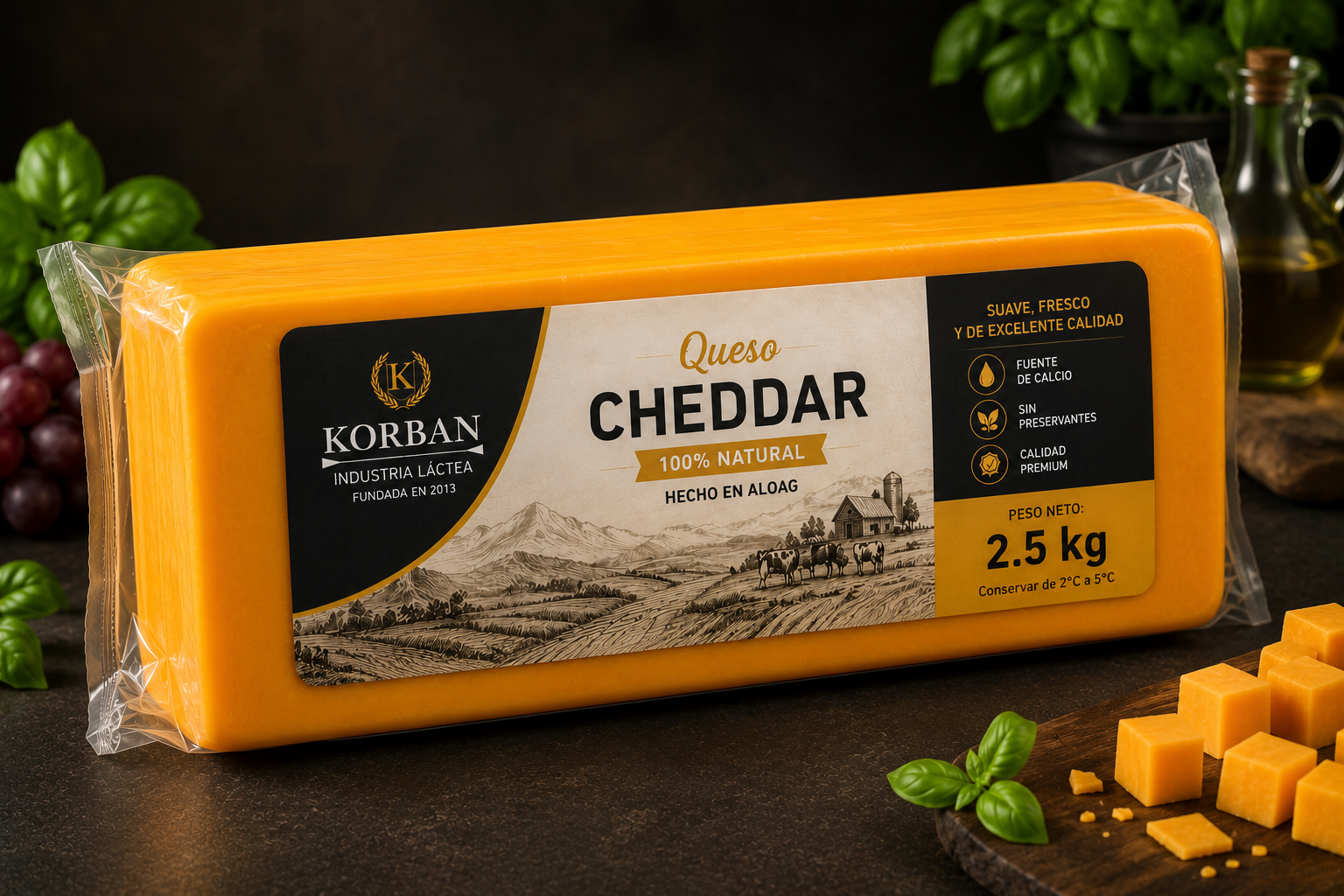 BLOQUE ENTERO CHEDDAR 2.5kl