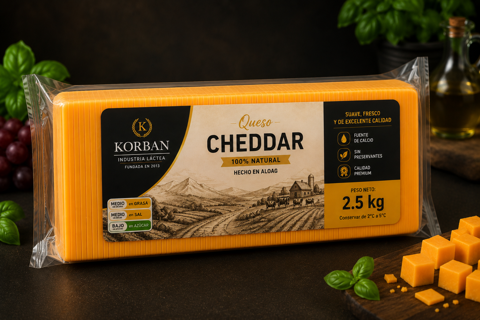 BLOQUE LAMINADO CHEDDAR 2.5Kg