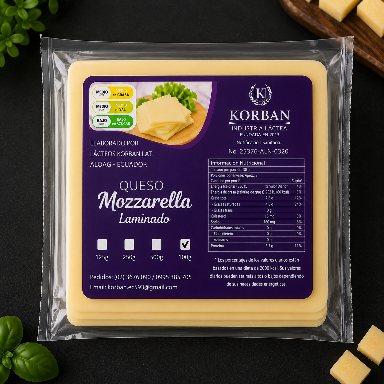 LAMINADO MOZZARELLA 100G