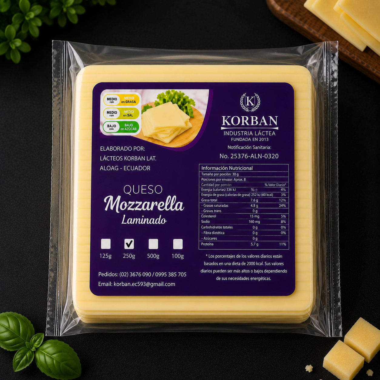 LAMINADO MOZZARELLA 250G
