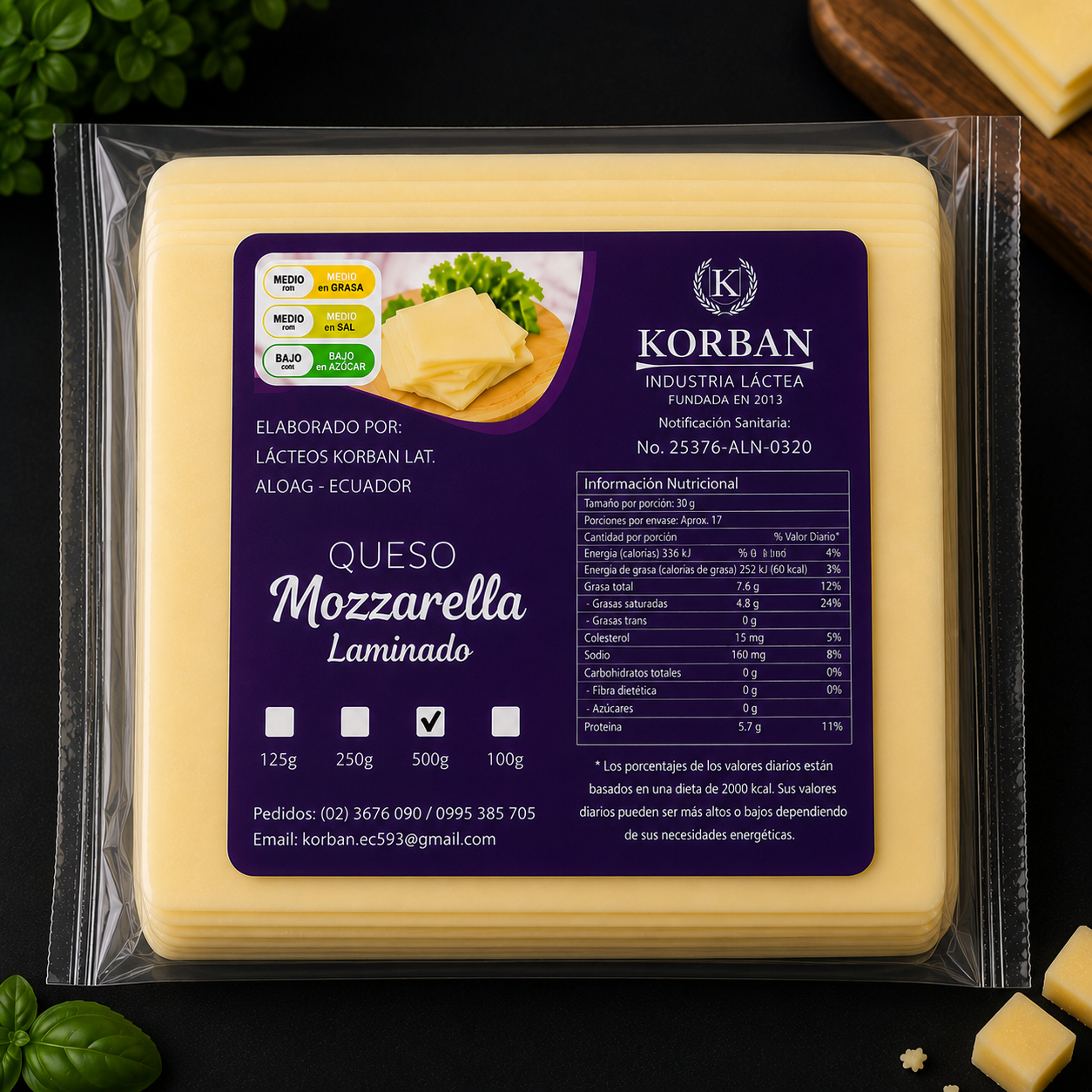 LAMINADO MOZZARELLA 500G